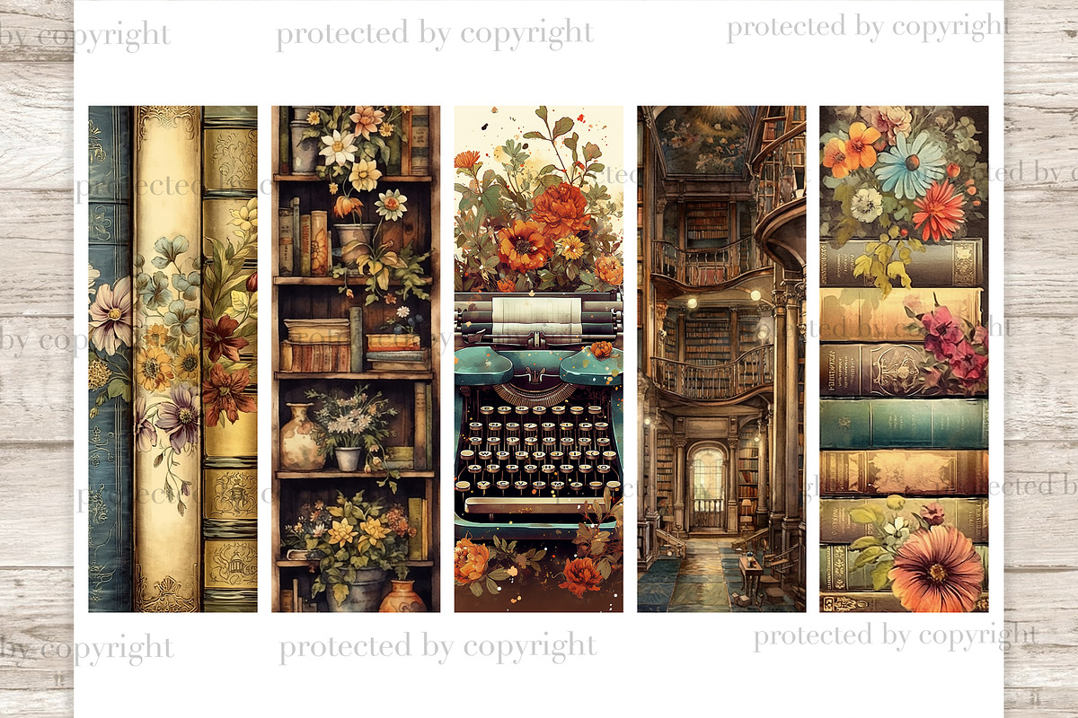 Vintage Book Bookmarks | Ephemera, an Education Illustration by GlamArtZhanna (Photo 3 of 3)