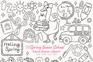 Spring Goose School Outline SVG