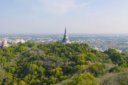 Aerial top view of Phra Nakhon Khiri Historical Park or Khao Wan, a Background Photo by Tampatra