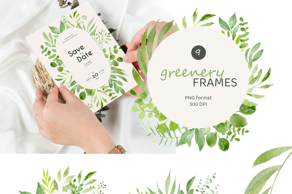 Greenery Watercolor Collection, a Decorative Illustration by Liliia Polos Illustration (Photo 6 of 10)