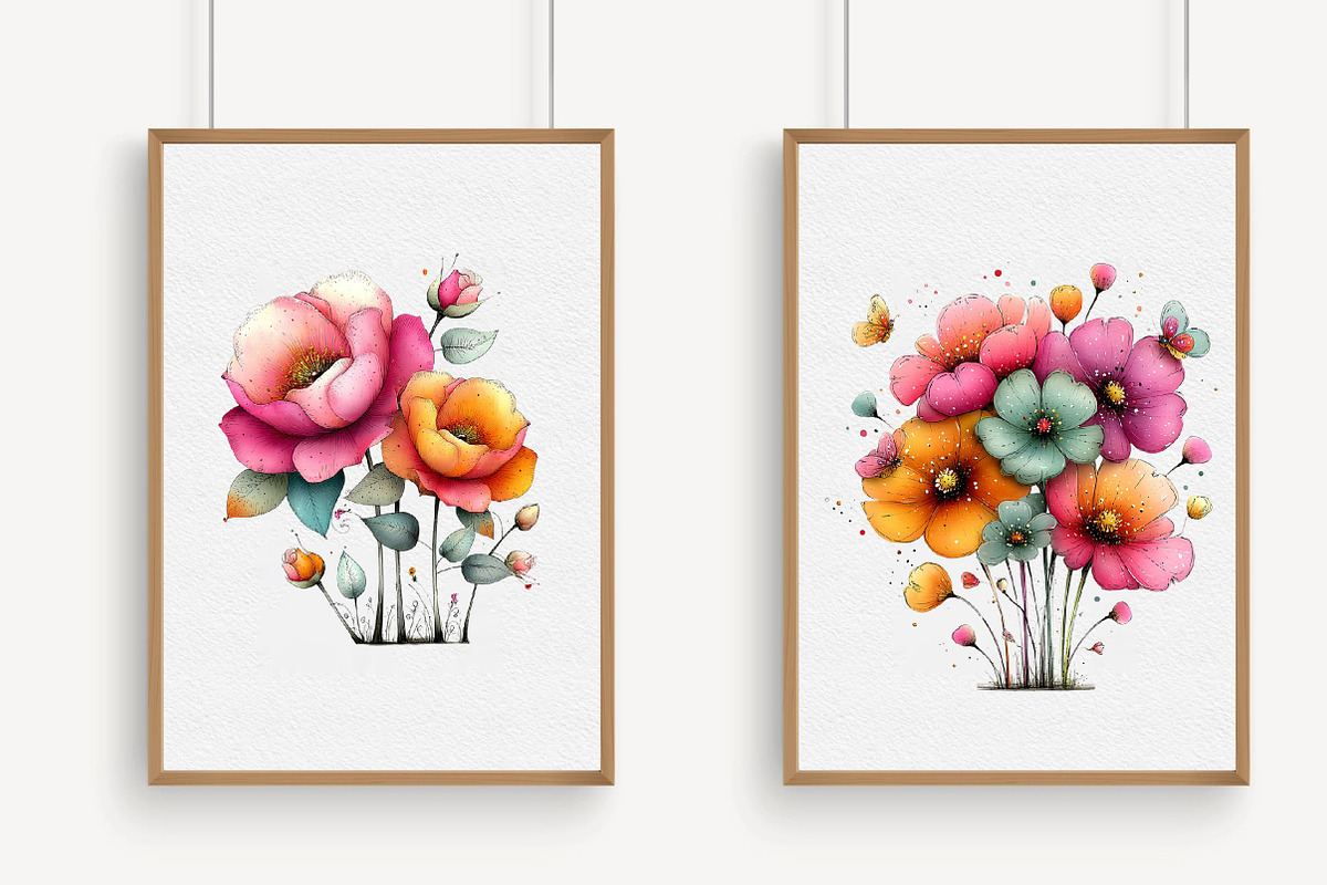 Whimsical Flowers Spring Clipart, an Illustration by Libby Wishes (Photo 2 of 5)