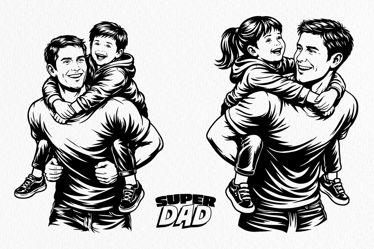 Super Dad Vector Pack, a Person Illustration by Tekuni (Photo 2 of 7)