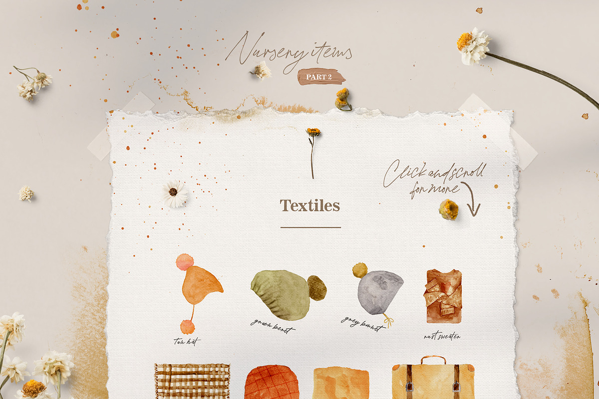 Scandi Nursery Watercolor Collection, a Texture Illustration by Creativeqube Design (Photo 4 of 18)