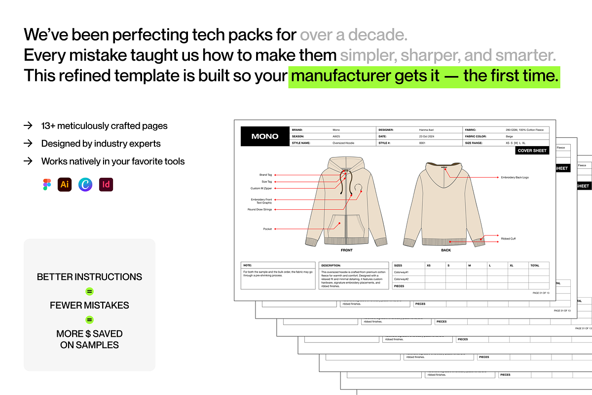 Clothing Techpack Template, a Presentation Template by Monolime (Photo 2 of 5)