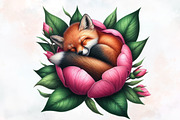 Sleeping Animals in Flowers, an Illustration by Designworld (Thumbnail 3 of 5)