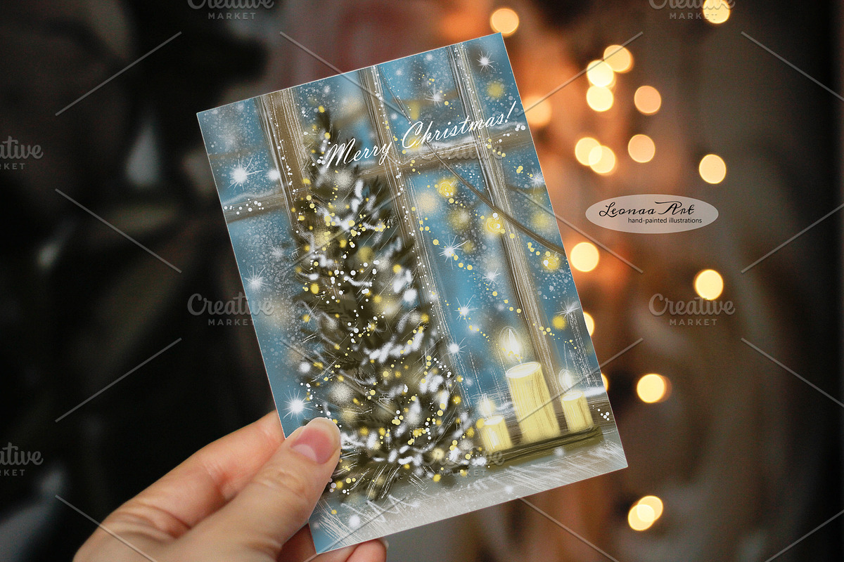 Christmas Cards Clipart Set, a Seasonal Illustration by Leonaa art (Photo 6 of 10)