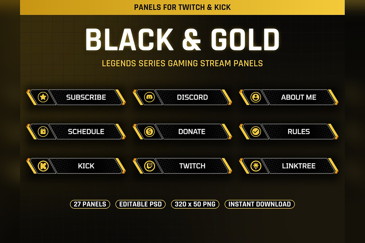 Legends Black and Gold Twitch Panels, an Object Graphic by Gear Store (Photo 1 of 5)