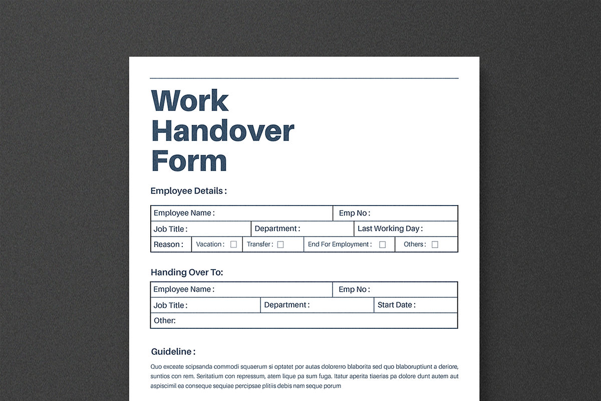 Work Handover Form Template, a Stationery Template by MightyDesign (Photo 2 of 8)