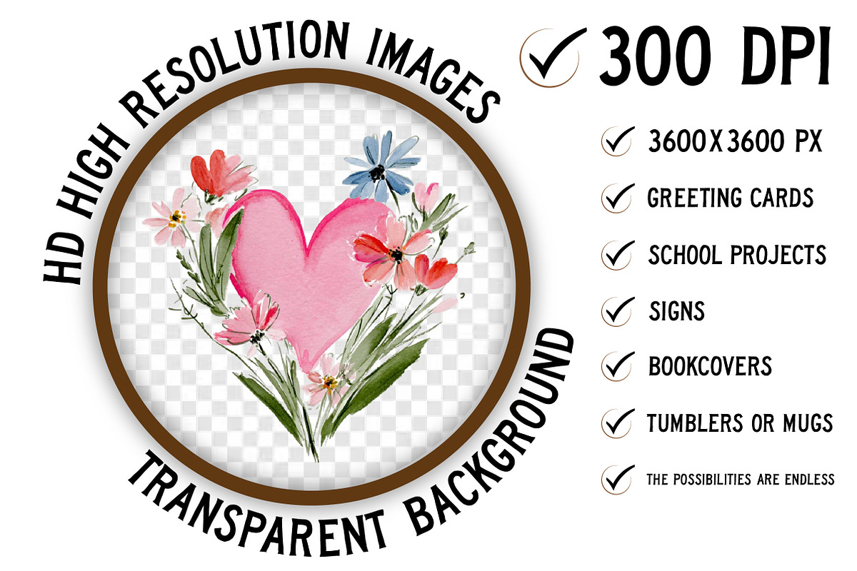 Watercolor Romantic Clipart, an Illustration by Craft Nest (Photo 2 of 5)