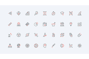 Science biotechnology physics icons, an Illustration by Lemberg Vector