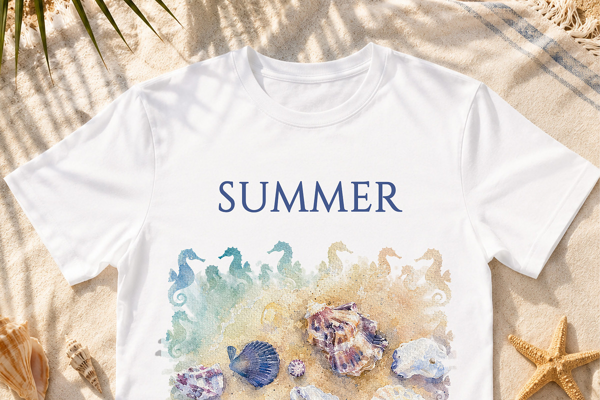 Summer Beach Essentials Watercolor, a Decorative Illustration by Sunshine Art (Photo 3 of 6)