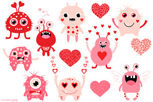 Valentine Monsters Love Set