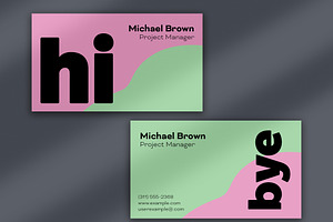 Pink And Green Business Card