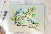 Watercolor Blue Tit Bird Nature Set, an Animal Illustration by Dazzling Art Boutique (Thumbnail 5 of 10)