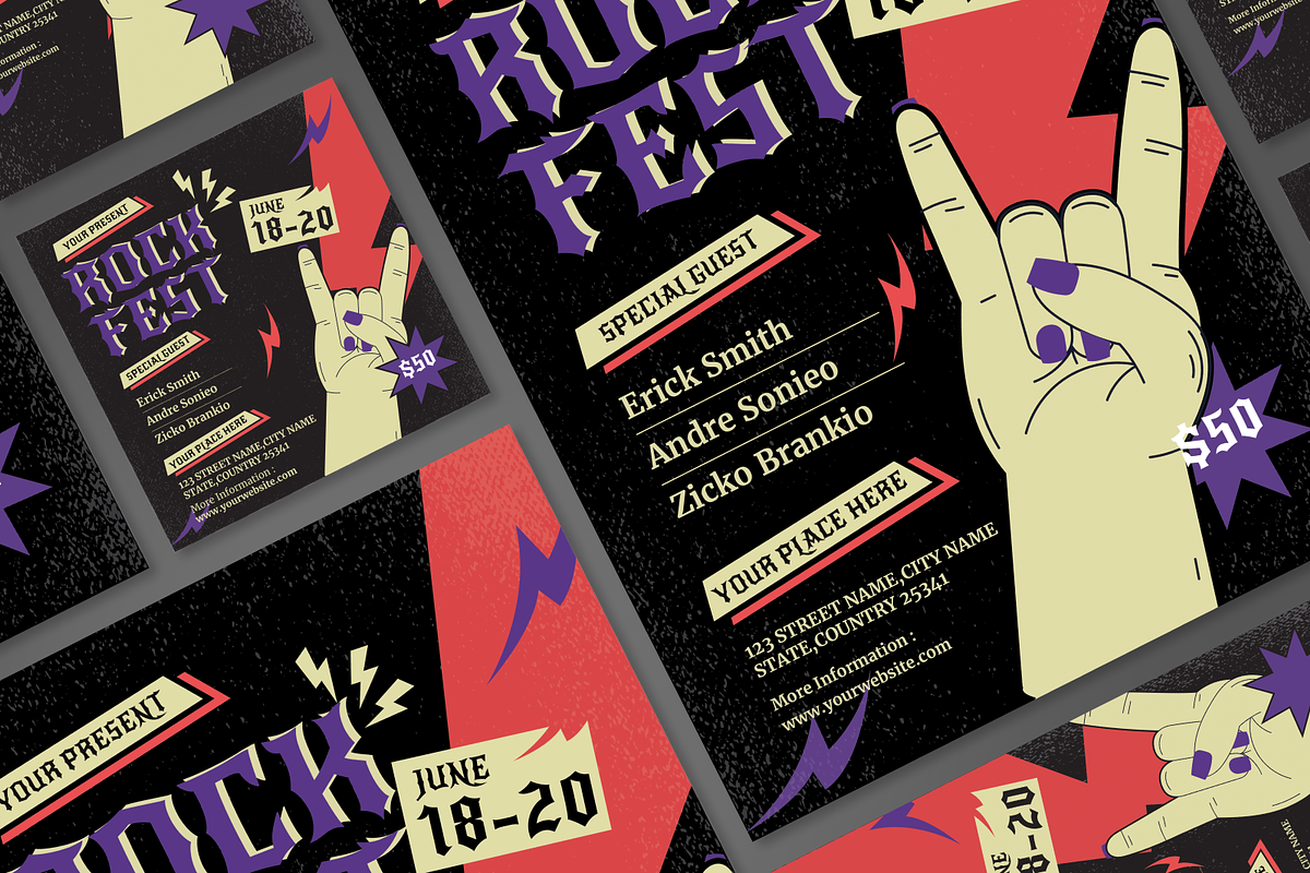 Rock Fest - Music Party Flyer Set, a Flyer Template by SquidPixey (Photo 6 of 6)