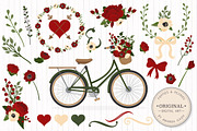 Floral Christmas Wedding Bicycle, an Illustration by Amanda Ilkov (Thumbnail 1 of 5)