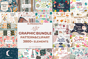 Graphic Bundle clipart & pattern, a Background Graphic by Cozy pattern shop (Thumbnail 1 of 37)