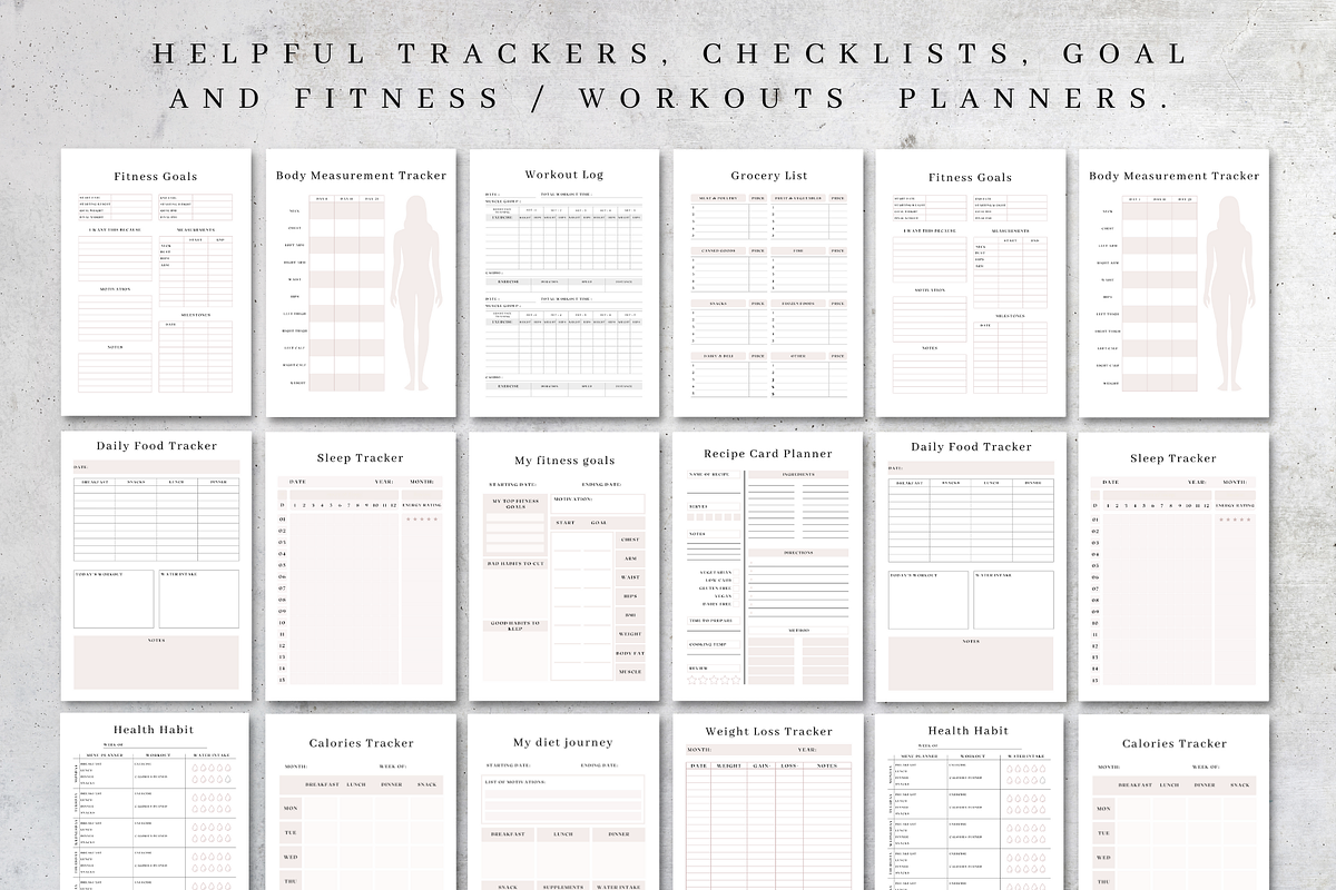 Printable Fitness Planner & Journal, a Stationery Template by BRANDcontent (Photo 2 of 6)