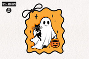 Halloween Ghost Cat Hand-Drawn Frame, an Illustration by CreationArt (Thumbnail 1 of 5)