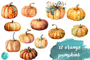 Watercolor Pumpkins, an Object Illustration by Verdigris Studios (Thumbnail 4 of 4)