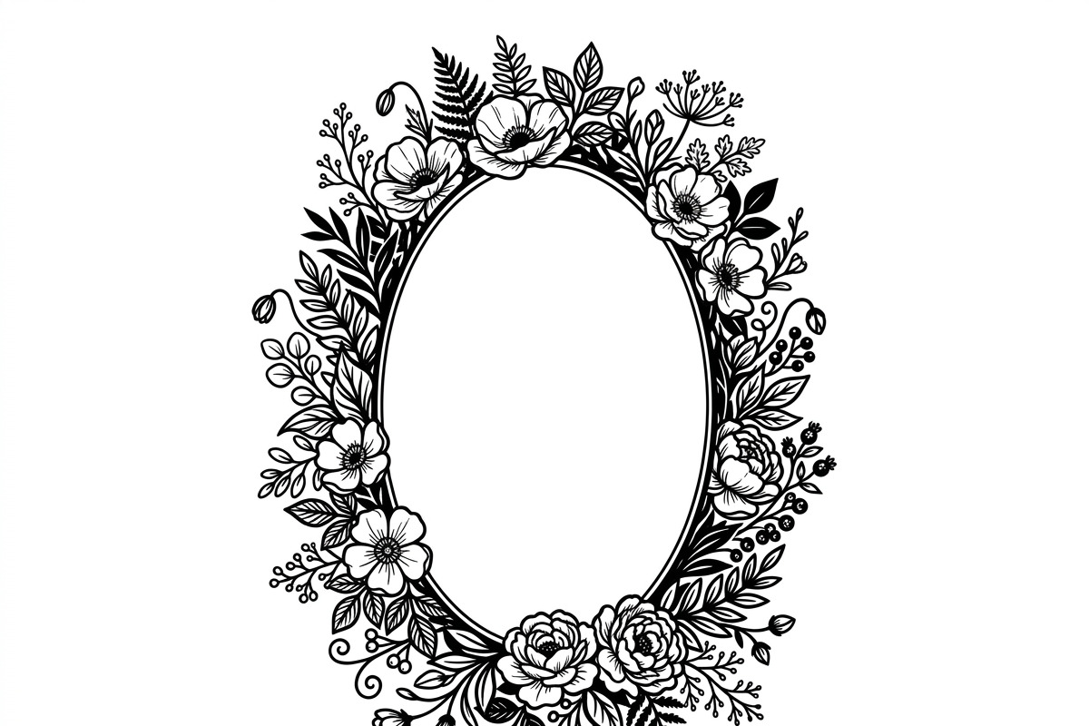 50 Elegant Floral Oval Mirror Frame, a Decorative Illustration by Amazin_art (Photo 33 of 40)