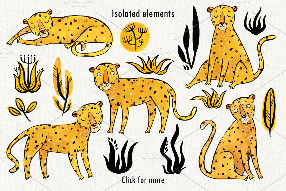 Yellow Leopard set, an Animal Illustration by Ekaterina Goncharova (Photo 2 of 4)