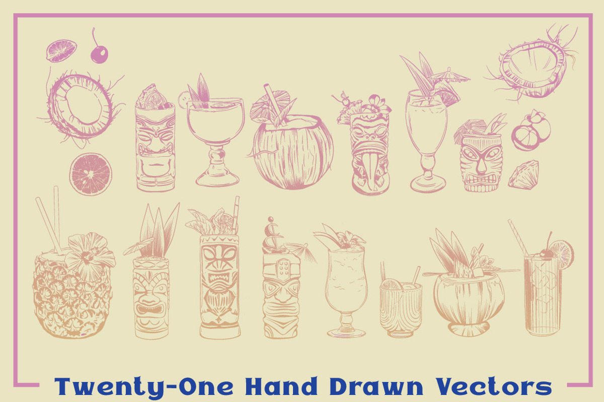 Vector Tiki Cocktail Illustrations, a Food Illustration by Instinct Design Co (Photo 2 of 2)