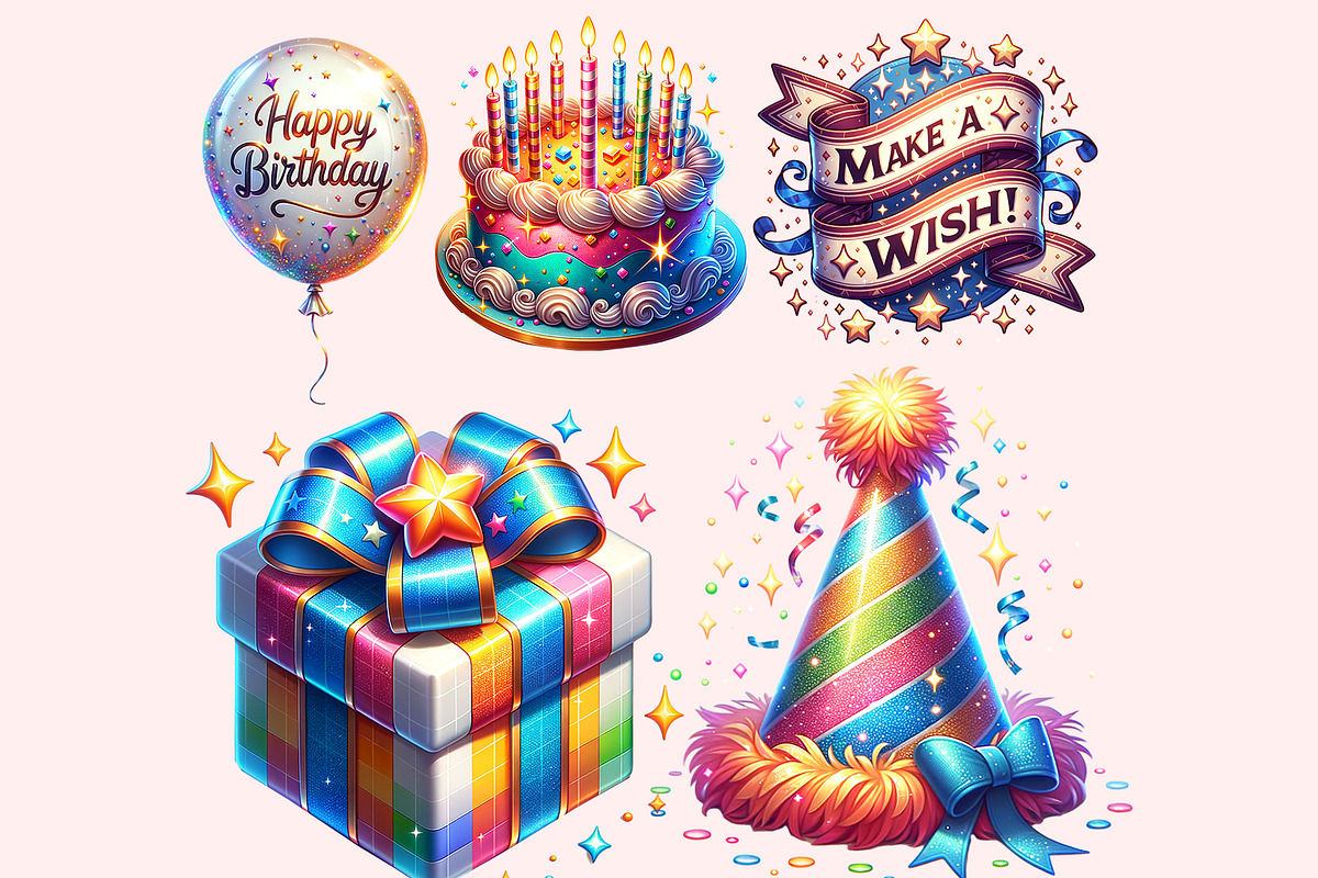Birthday Clipart PNG Bundle, a Graphic by M9 Design (Photo 2 of 7)