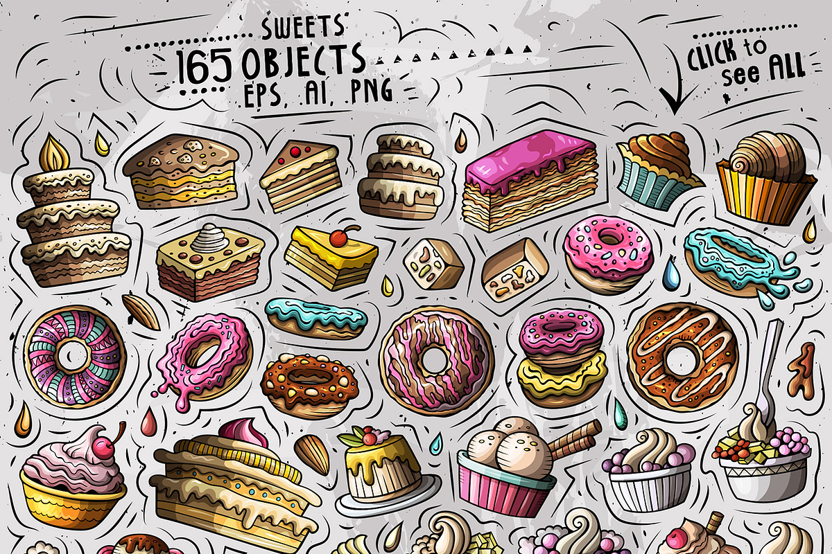Sweet Food Cartoon Objects Set, an Object Graphic by BALABOLKA (Photo 2 of 3)