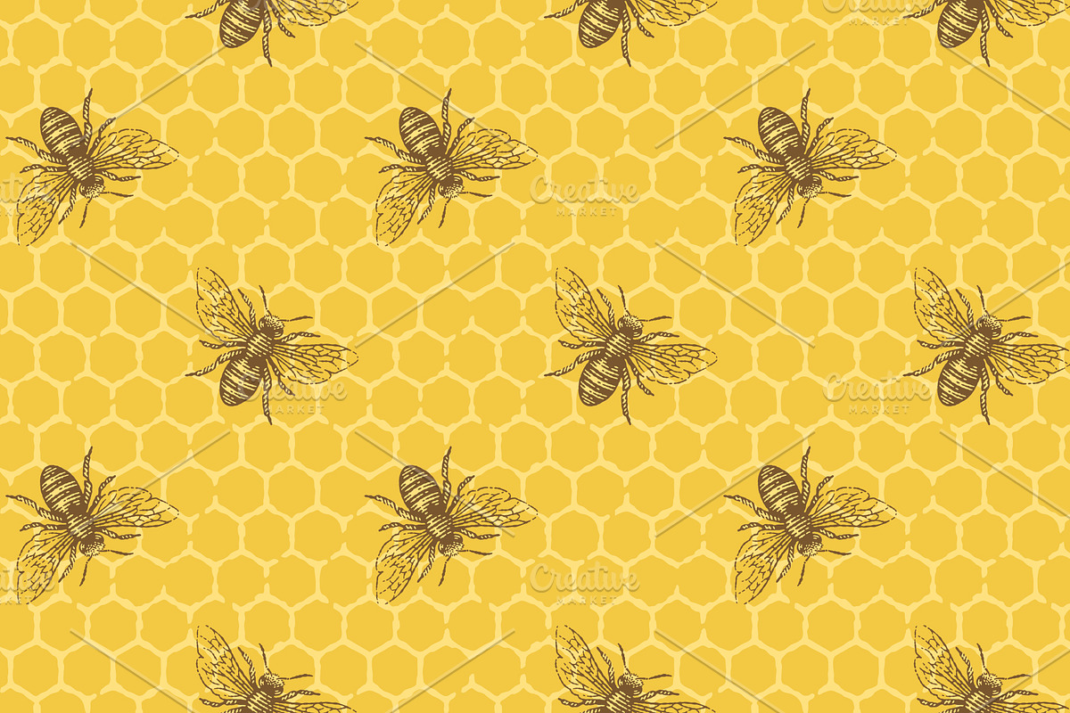 Bee seamless pattern, a Pattern Graphic by Irina Trusova