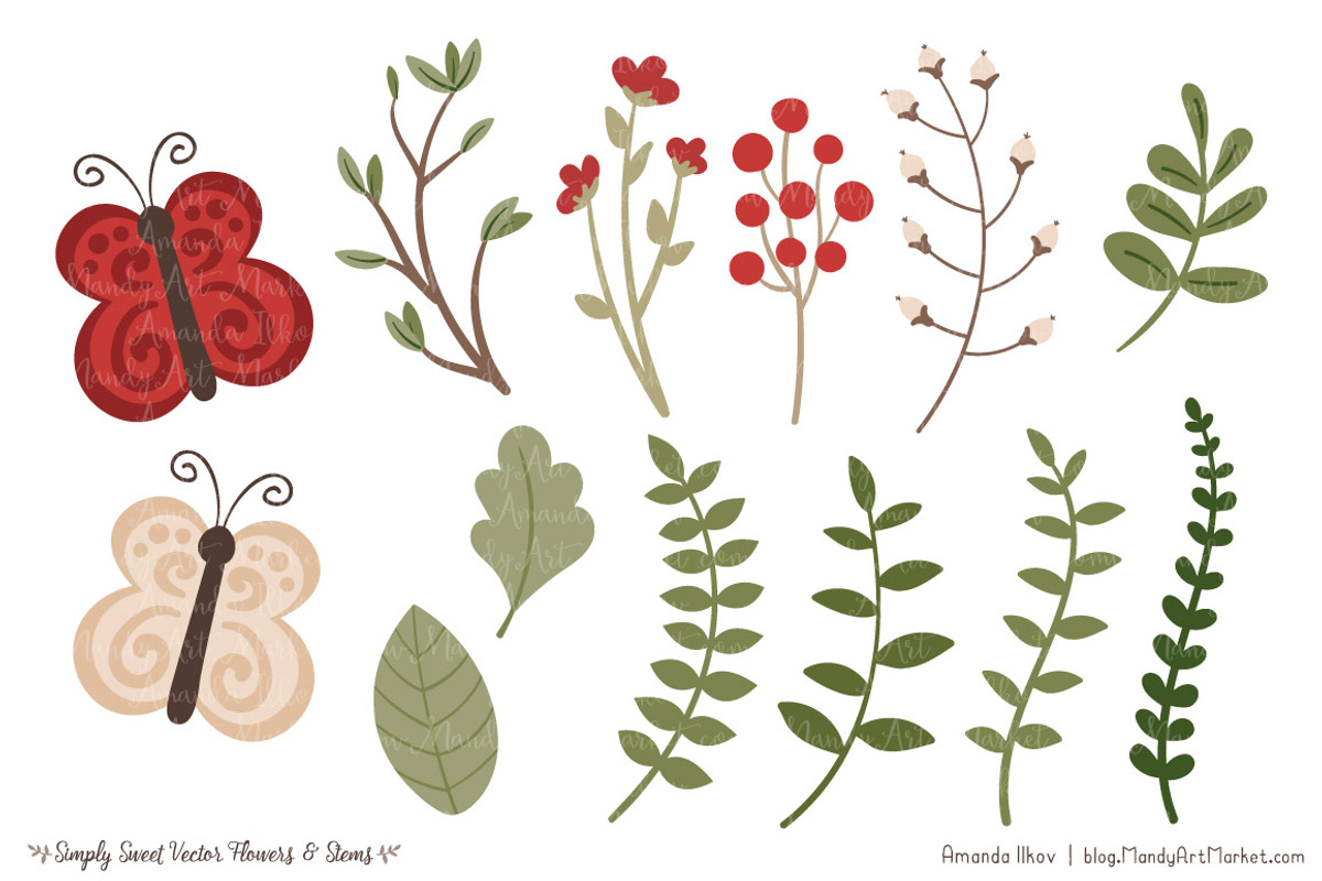 Christmas Flowers Clipart, an Illustration by Amanda Ilkov (Photo 4 of 4)