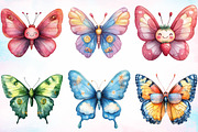Watercolor Kawaii Butterfly Clipart, an Animal Illustration by Canvas Craft (Thumbnail 3 of 4)