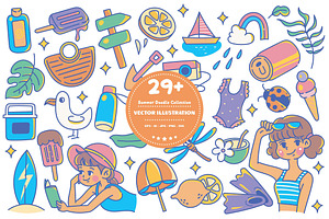 Summer Doodle Vector Set