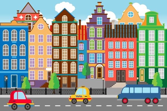 Seamless Cartooned City Life Graphic