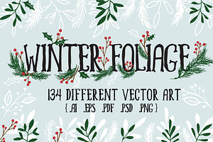Hand Drawn Winter Christmas Foliage