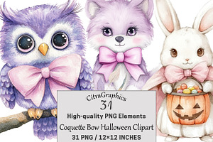 Coquette Bow Halloween Clipart, a Seasonal Illustration by CitraGraphics