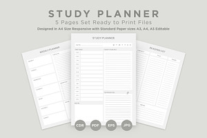 Study Planning Pages Set V-06, a Stationery Template by shahsoft