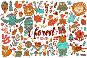 Forest handrawn doodle collection