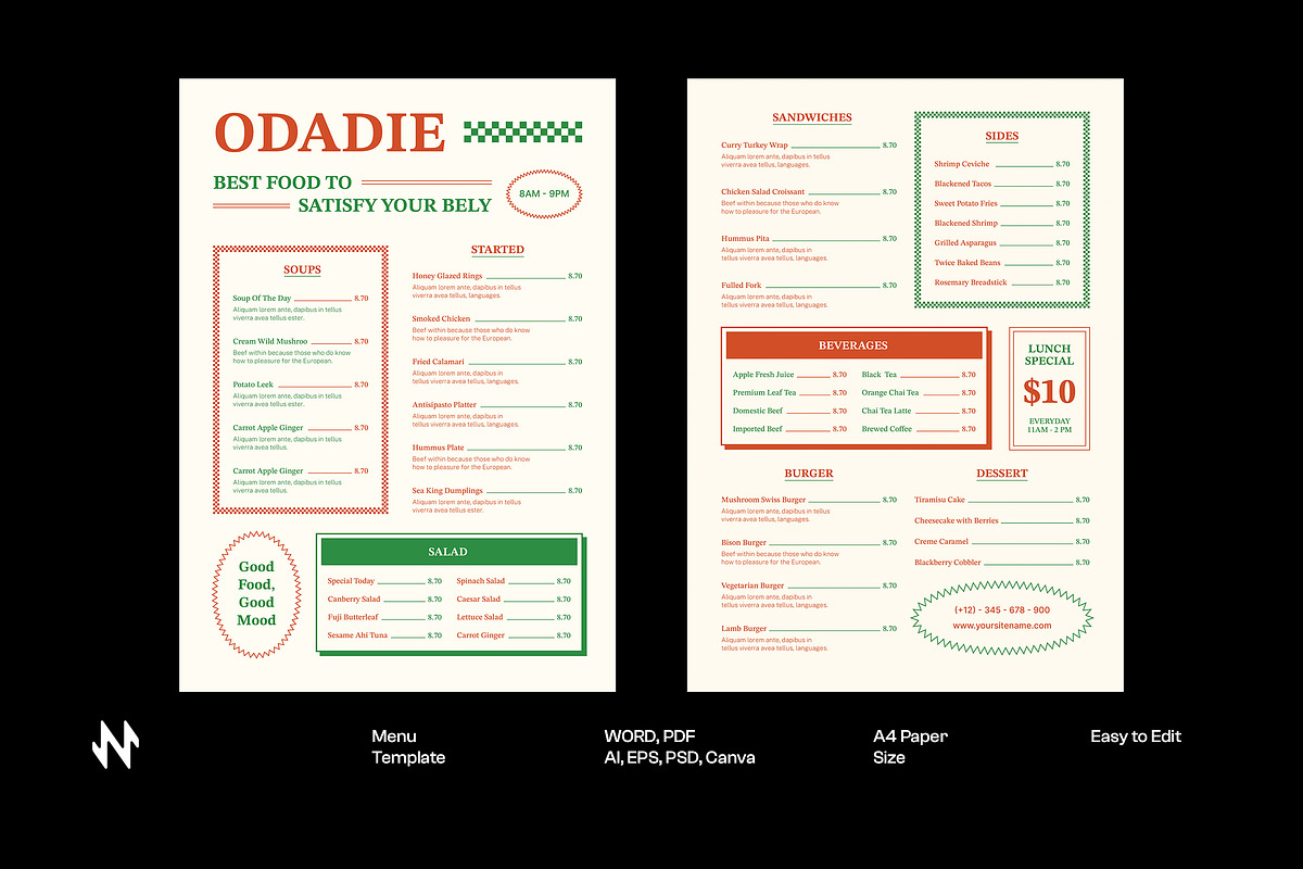 Casual Dining Restaurant Menu, a Stationery Template by Neermana (Photo 1 of 4)