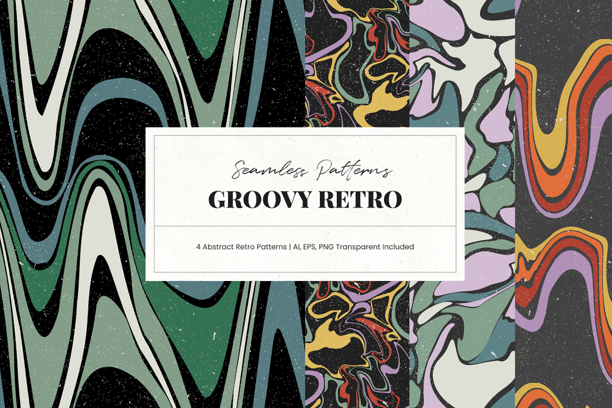 Groovy Retro Abstract Patterns, a Pattern Graphic by Promo Graphics (Photo 3 of 5)