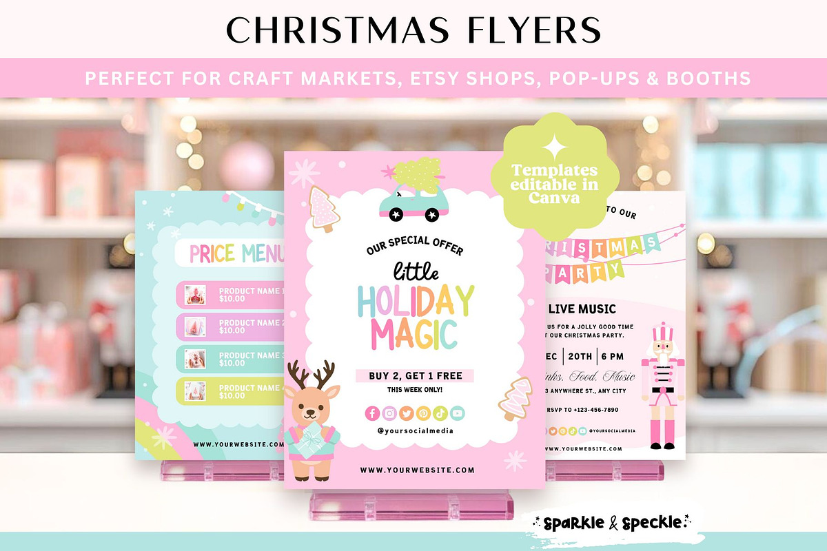 Pastel Christmas Marketing Flyers, a Flyer Template by Sparkle & Speckle (Photo 2 of 6)