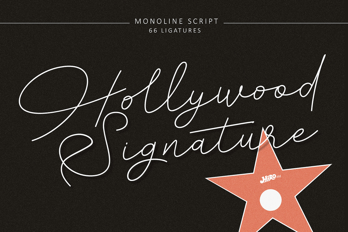 Hollywood Signature Monoline Font, a Handwritten Font by HIRO.std (Photo 1 of 11)