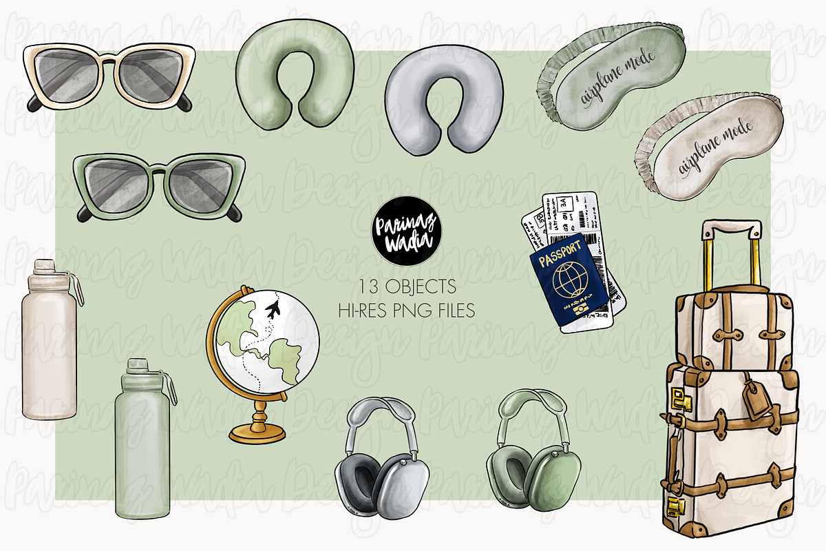 Neutral travel girls clipart set png, a Person Illustration by Parinaz Wadia Design (Photo 9 of 10)