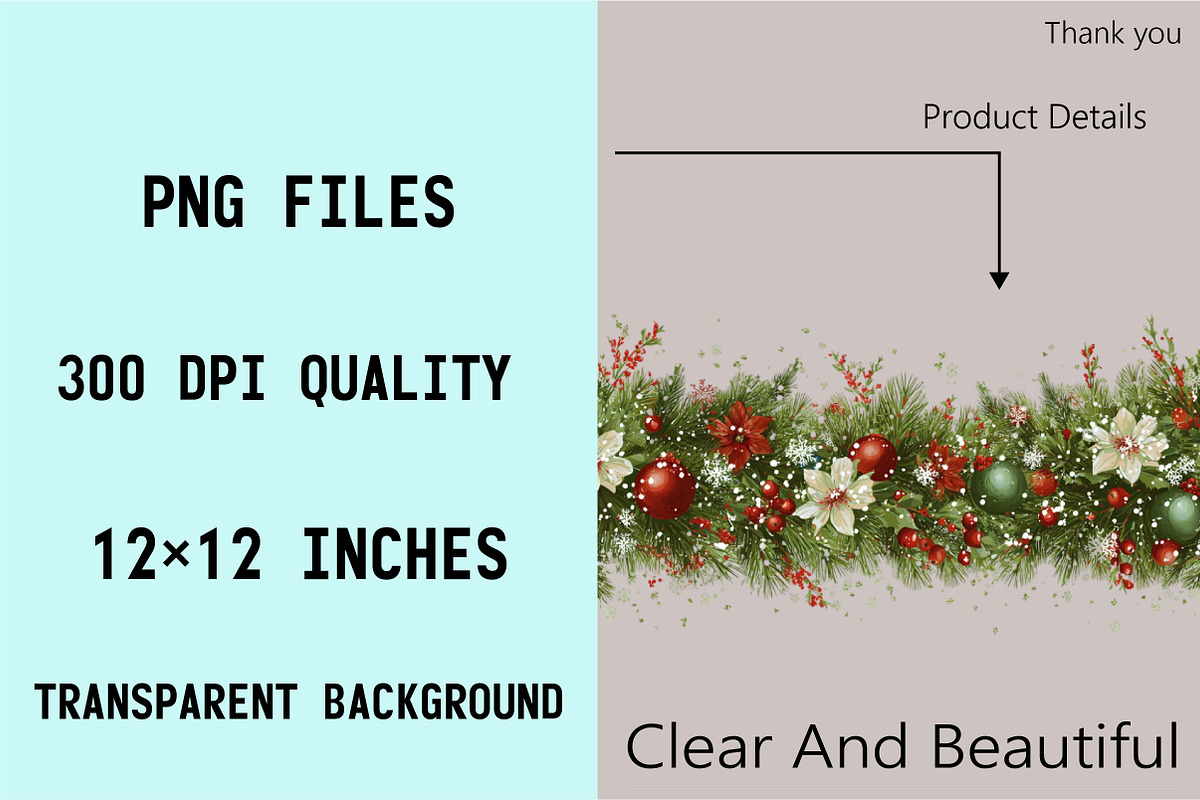 Christmas Border Garland Clipart, an Illustration by SVGArt (Photo 3 of 8)