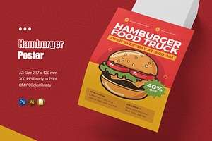 Hamburger Food Poster, a Poster Template by Esensifiksi.studio