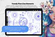 250 Floral Tattoo Procreate Stamps, a Brush Add-On by Selentaori Studio (Thumbnail 7 of 11)