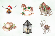 Watercolor Western Christmas Clipart, an Illustration by Creative Art (Thumbnail 2 of 10)