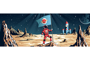 Astronaut in spacesuit stands on an, an Illustration by Agor2012 shop
