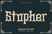Stopher - Blackletter Font, a Blackletter Font by AQR Studio (Thumbnail 1 of 12)