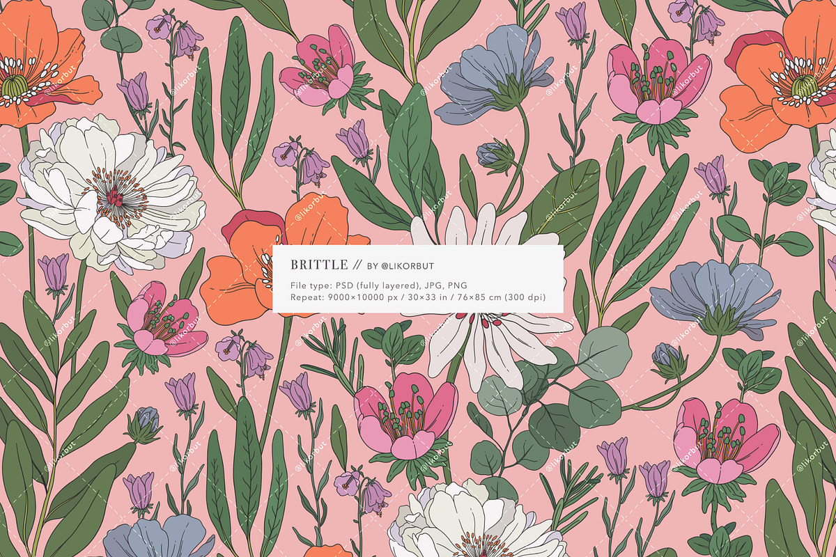Elegant Floral Patterns: Botanical, a Pattern Graphic by likorbut (Photo 4 of 21)